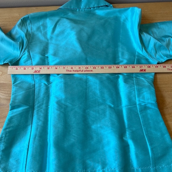 MARIKO 100% SILK BUTTON FRONT BLOUSE XS 3/4 SLEEVE NOTCH COLLAR EVENING ELEGANT - Picture 8 of 12